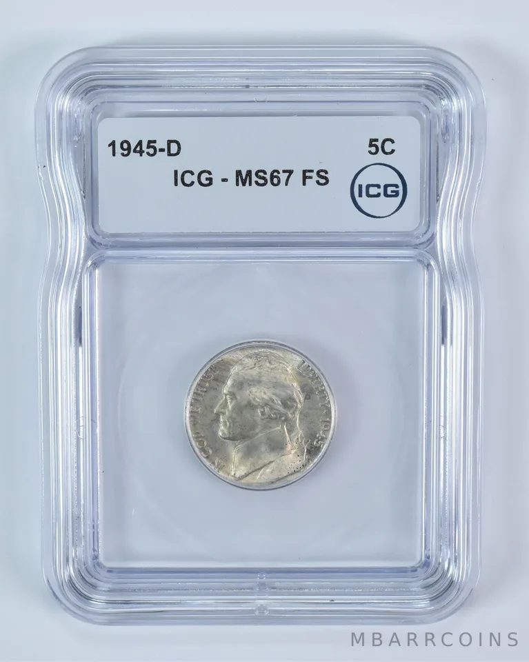 1945-D Jefferson Nickel MS67 FS ICG