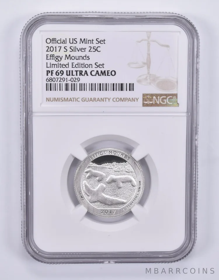 2017-S Quarter Silver Effigy Mounds Limited Edition Set PF69 UCAM NGC