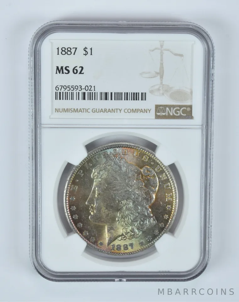 MS62 1887 Morgan Silver Dollar NGC Beautifully Toned *8014