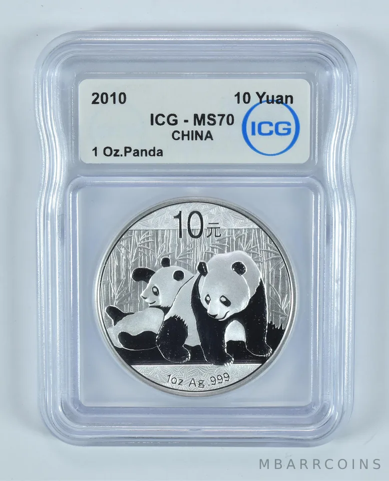 2010 China 10 Yuan Silver Panda MS70 ICG