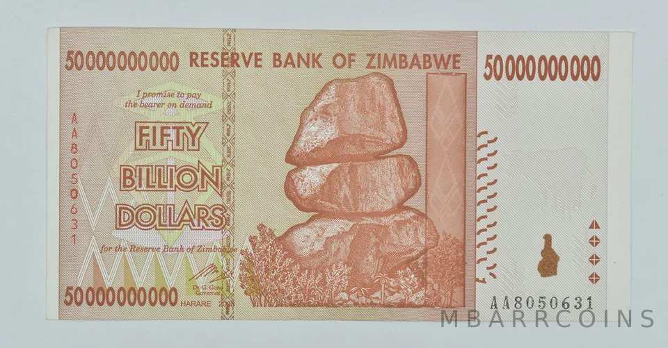 2008 Zimbabwe 50 Billion Dollars Reserve Note