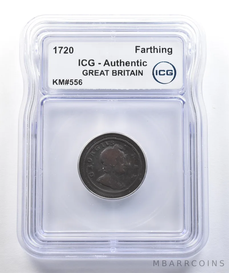 1720 Great Britain Farthing KM#556 Authentic ICG a7766
