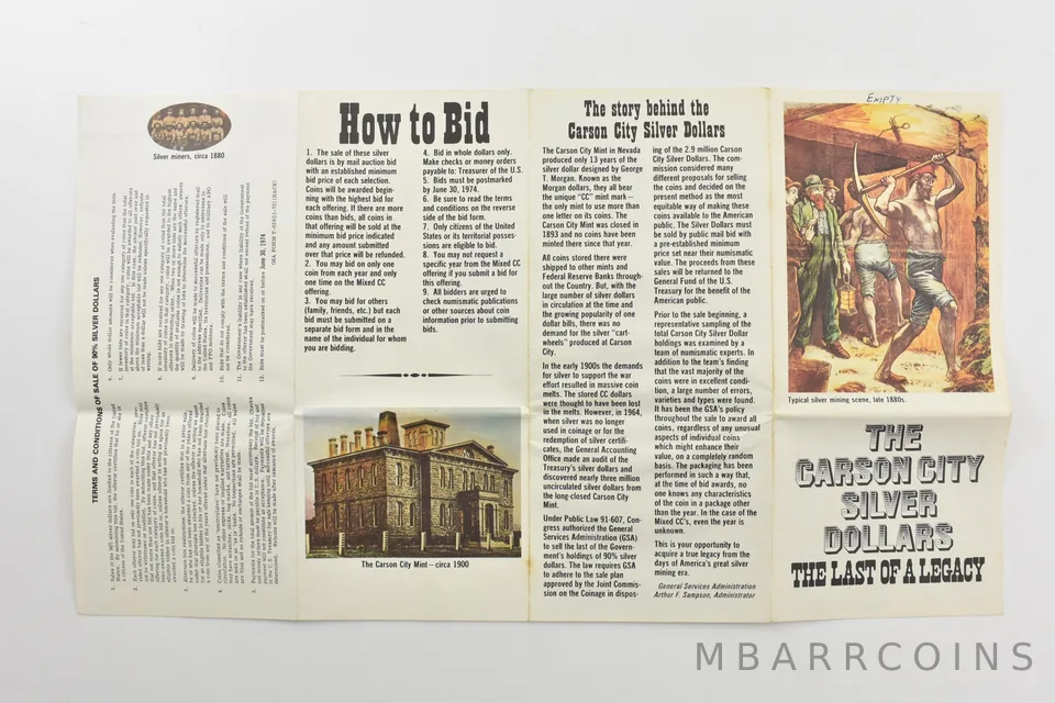 GSA The Carson City Silver Dollars Morgan CC Legacy Brochure *9808