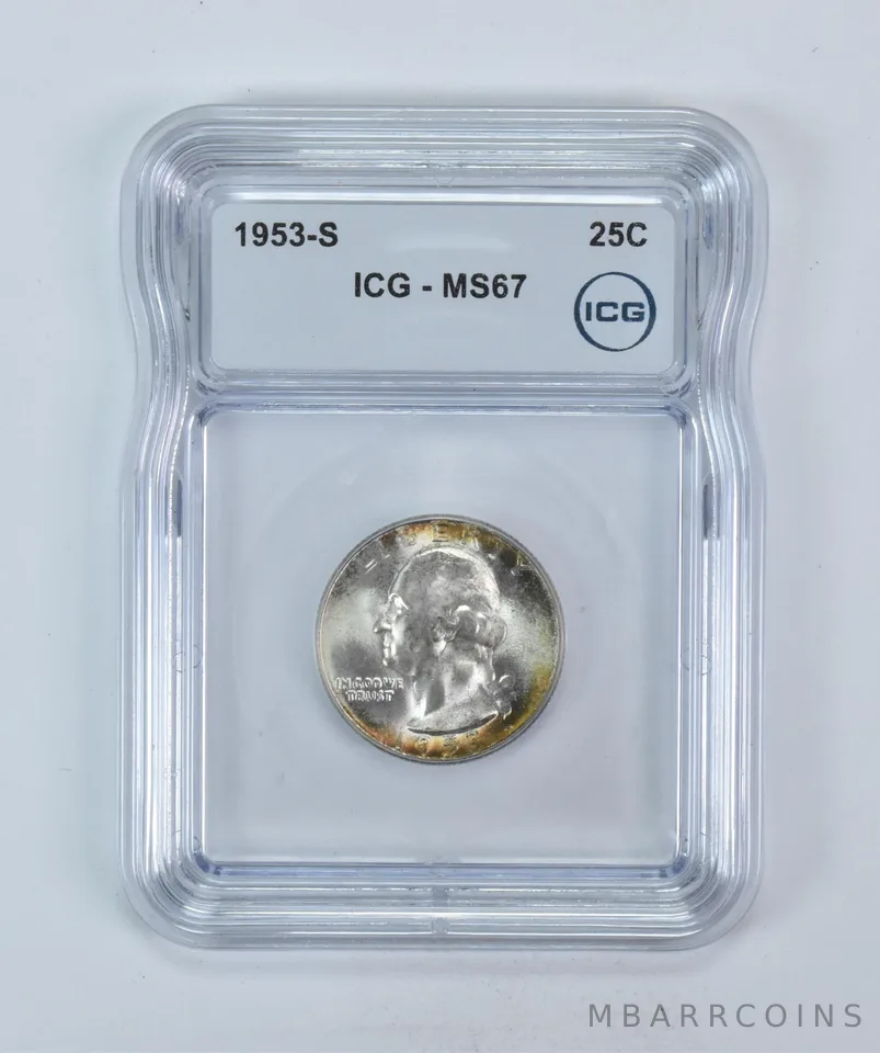 1953-S Washington Quarter MS67 ICG Peripheral Tone a5881