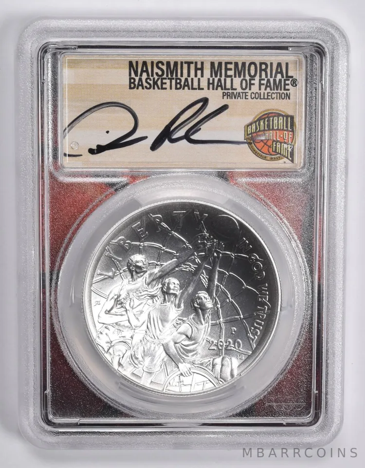 2020-P DENNIS RODMAN SIGNED Basketball HOF Commemorative Dollar MS70 PCGS