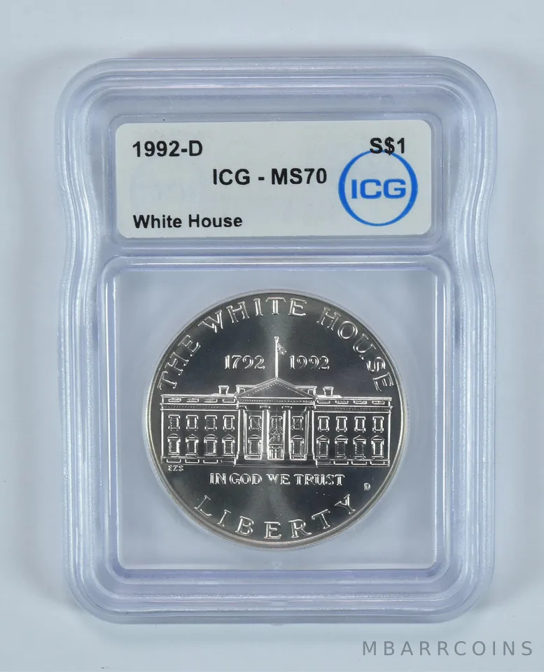 1992-D White House Commemorative Silver Dollar MS70 ICG