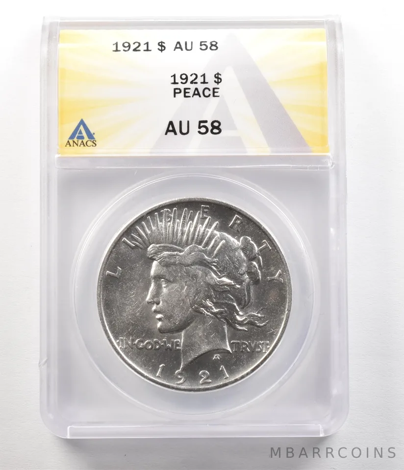 1921 Peace Silver Dollar AU58 ANACS *4942