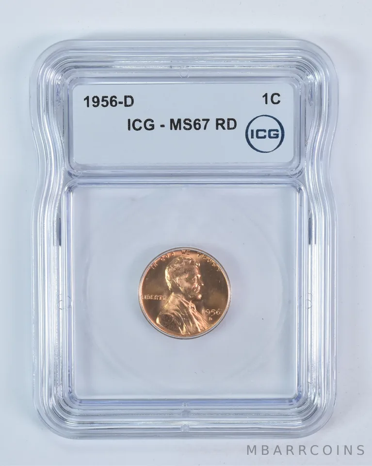 1956-D Lincoln Wheat Cent MS67 RD ICG