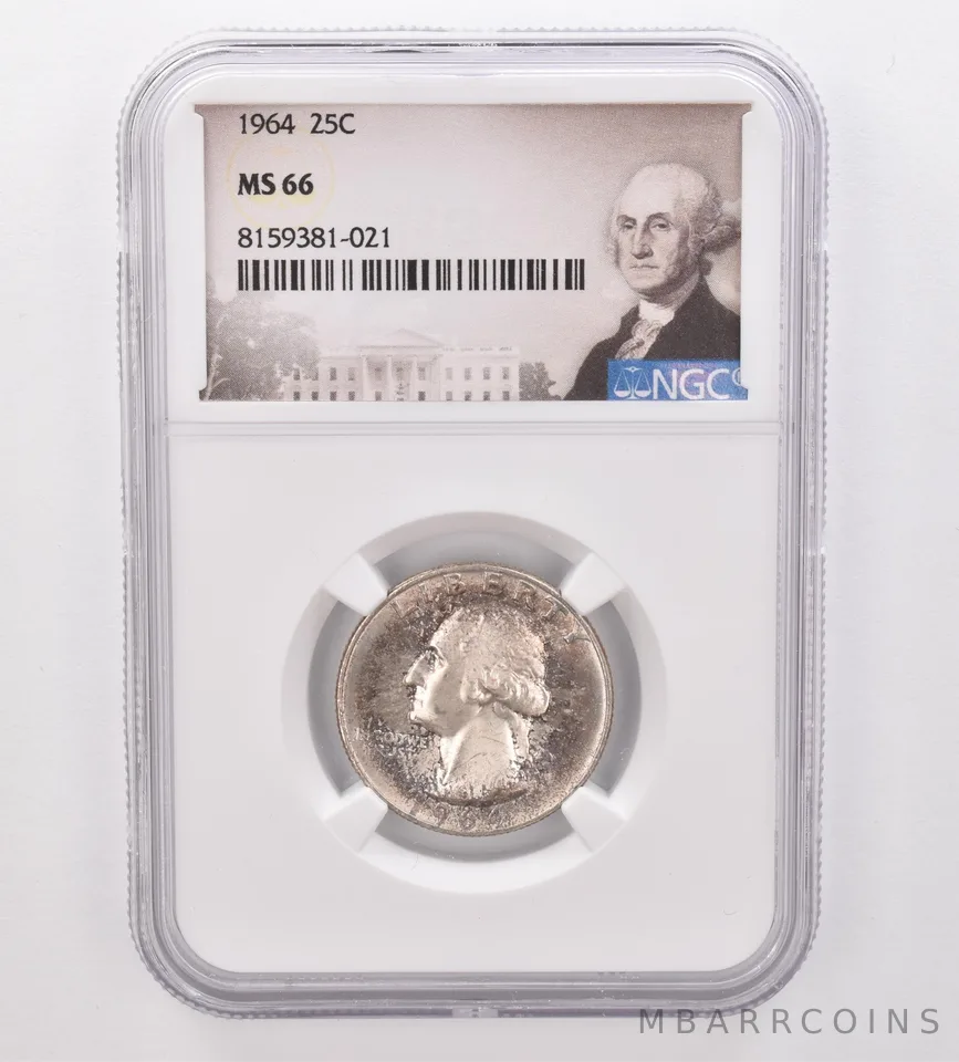 1964 Washington Quarter MS66 NGC Beautiful Tone *9922