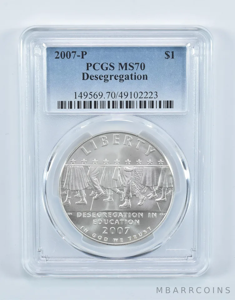 2007-P Desegregation Commemorative Dollar MS70 PCGS Blue Label