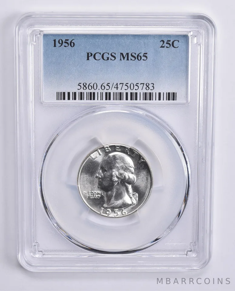 1956 Washington Quarter 25c MS65 PCGS Blue Lbl