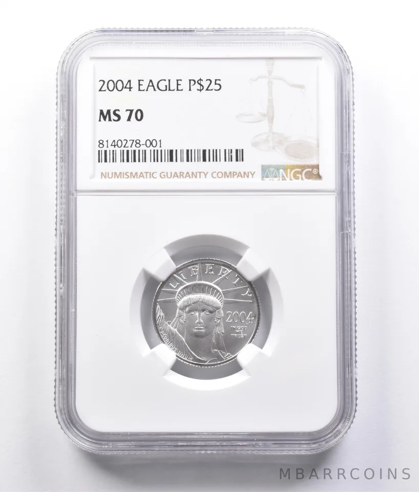 2004 $25 American Platinum Eagle 1/4 Oz Platinum MS70 NGC *7185