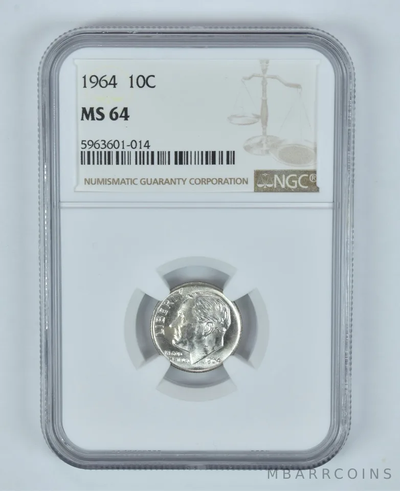 MS64 1964 Roosevelt Dime - Graded NGC Toned! *9060