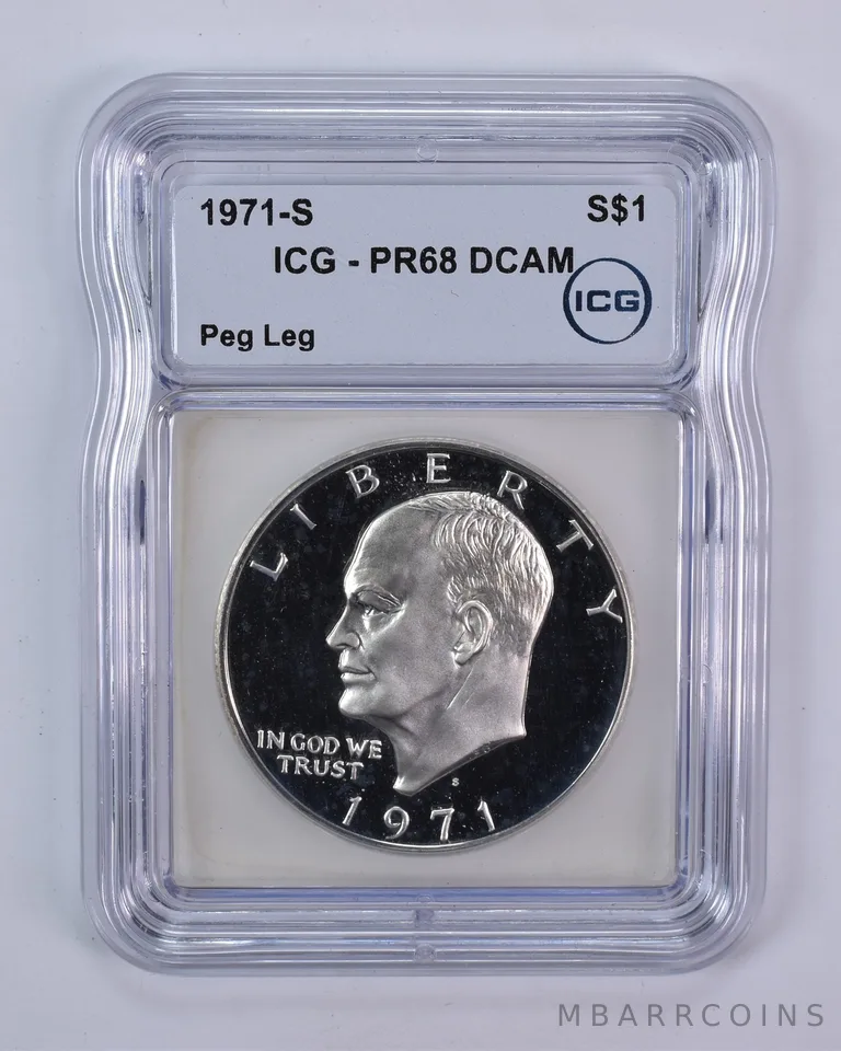 1971-S Eisenhower $1 (Silver) Peg Leg PR68 DCAM ICG