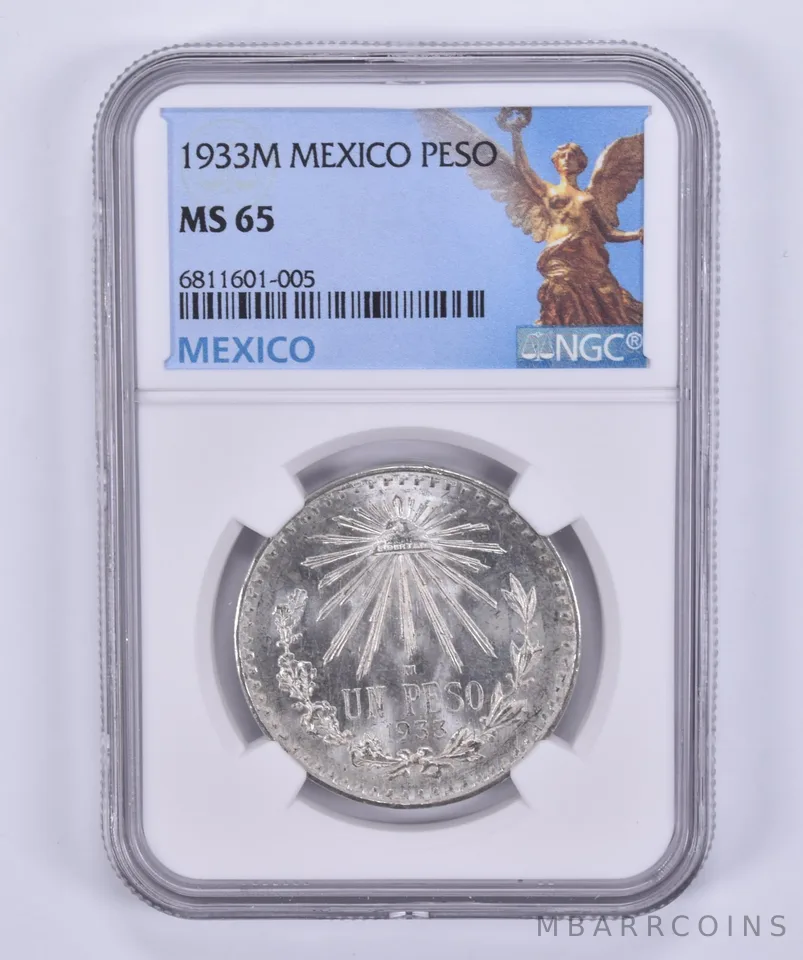 1933 M Mexico Peso MS65 NGC Mexican Label