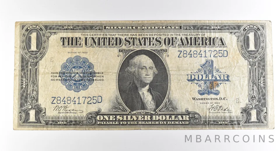 1923 $1 Silver Certificate Large Note Blue Seal *3752