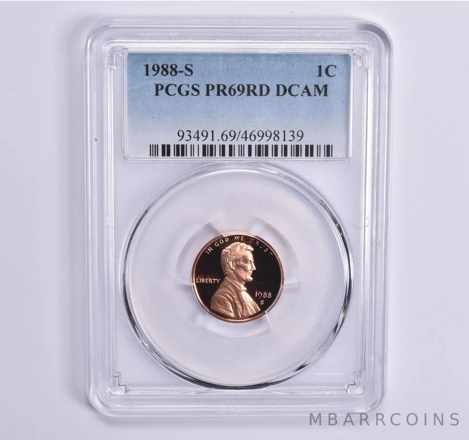 1988-S Lincoln Memorial Cent PR69 RD PCGS Blue Lbl
