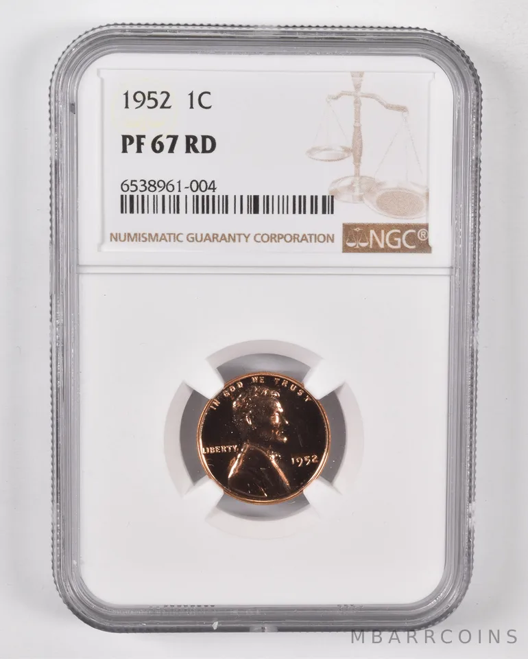 1952 Lincoln Wheat Cent PF67 RD NGC Brown Lbl