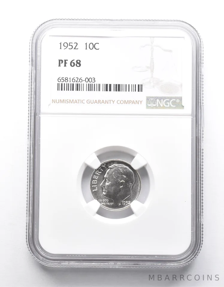 PF68 1952 Roosevelt Dime NGC *9985