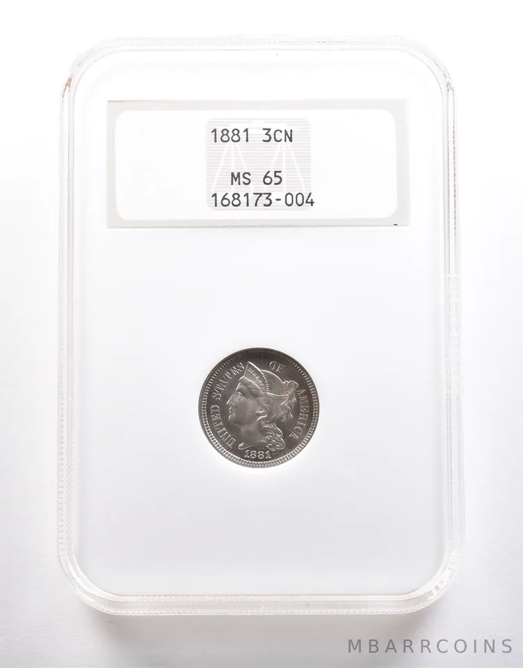 1881 Three Cent Nickel MS65 NGC Old Fat Boy *6710