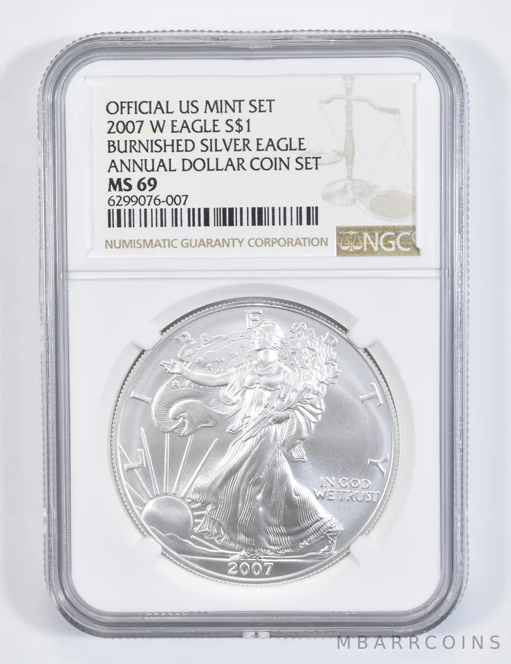 2007-W Burnished Silver Eagle Annual Dollar Set MS69 NGC