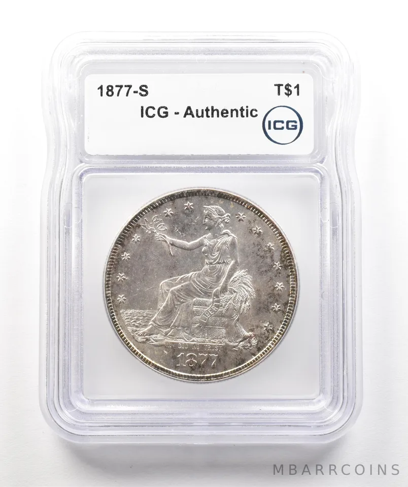 1877-S Seated Liberty Trade Dollar Authentic ICG a4323