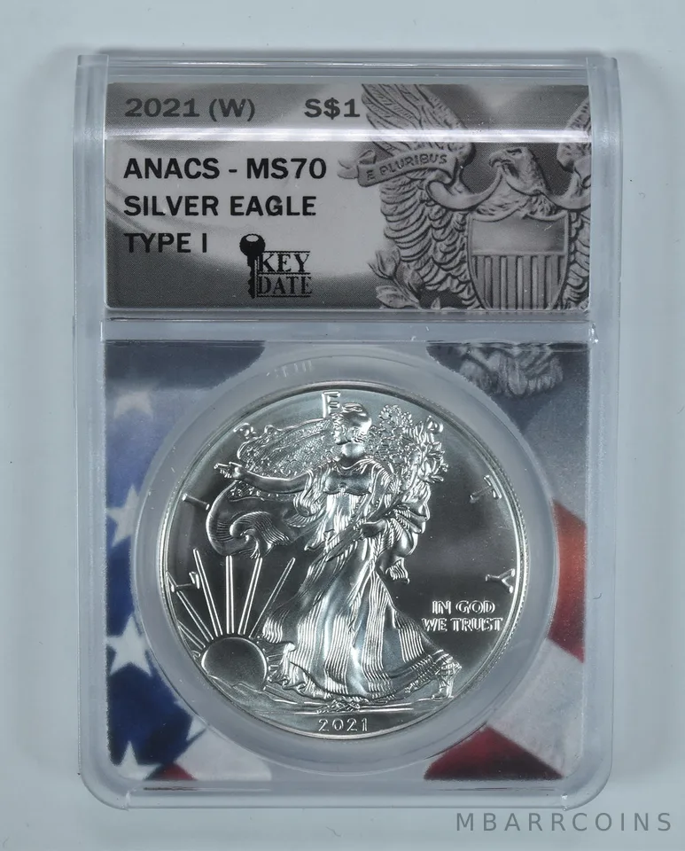 2021-(W) American Silver Eagle Type 1 MS70 ANACS
