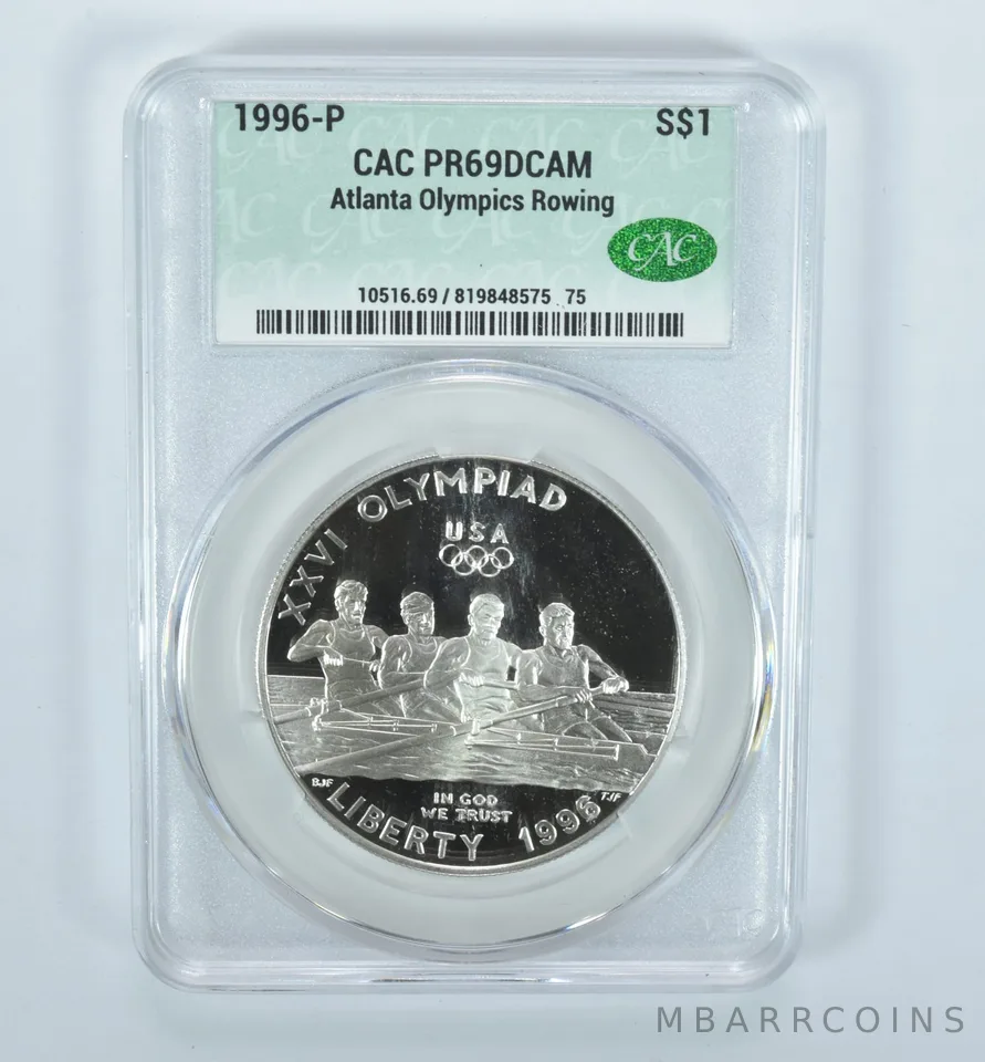 1996-P Olympic Rowing Commemorative Silver Dollar PR69 DCAM CAC CACg