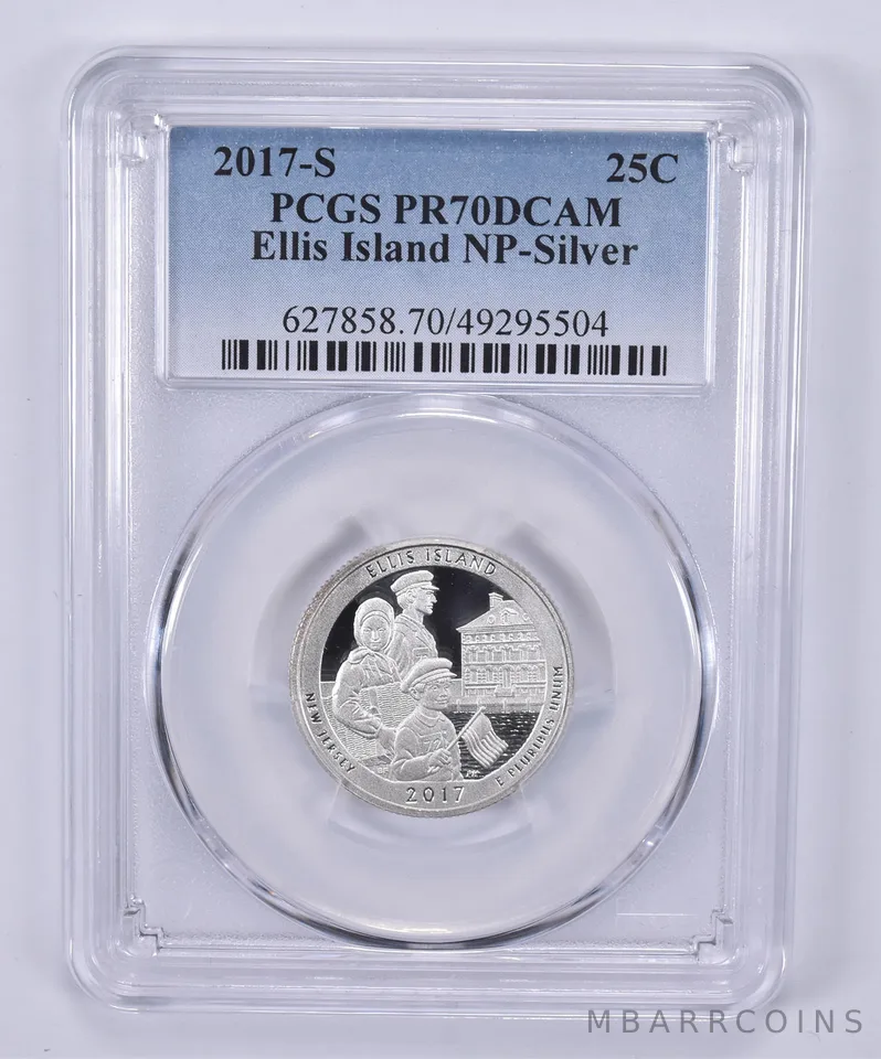 2017-S Washington Quarter Silver Ellis Island PR70 DCAM PCGS Blue Label