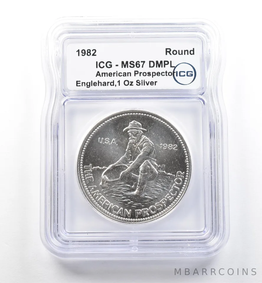 1982 Engelhard 1 Oz Silver American Prospector MS67 DMPL ICG *7473