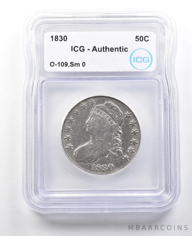 1830 Capped Bust Half Dollar O-109 Small 0 Authentic ICG *3037