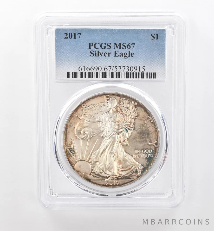 2017 American Silver Eagle MS67 PCGS Beautiful Tone *1964