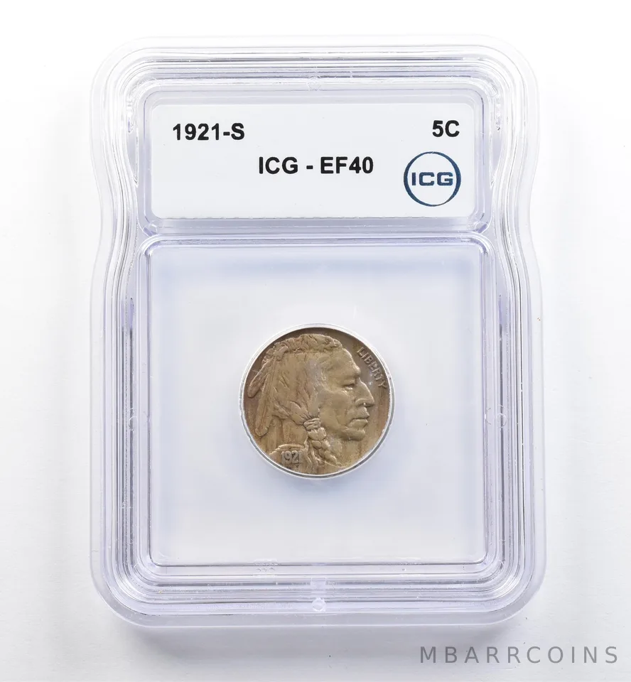 1921-S Indian Head Buffalo Nickel EF40 ICG *9938