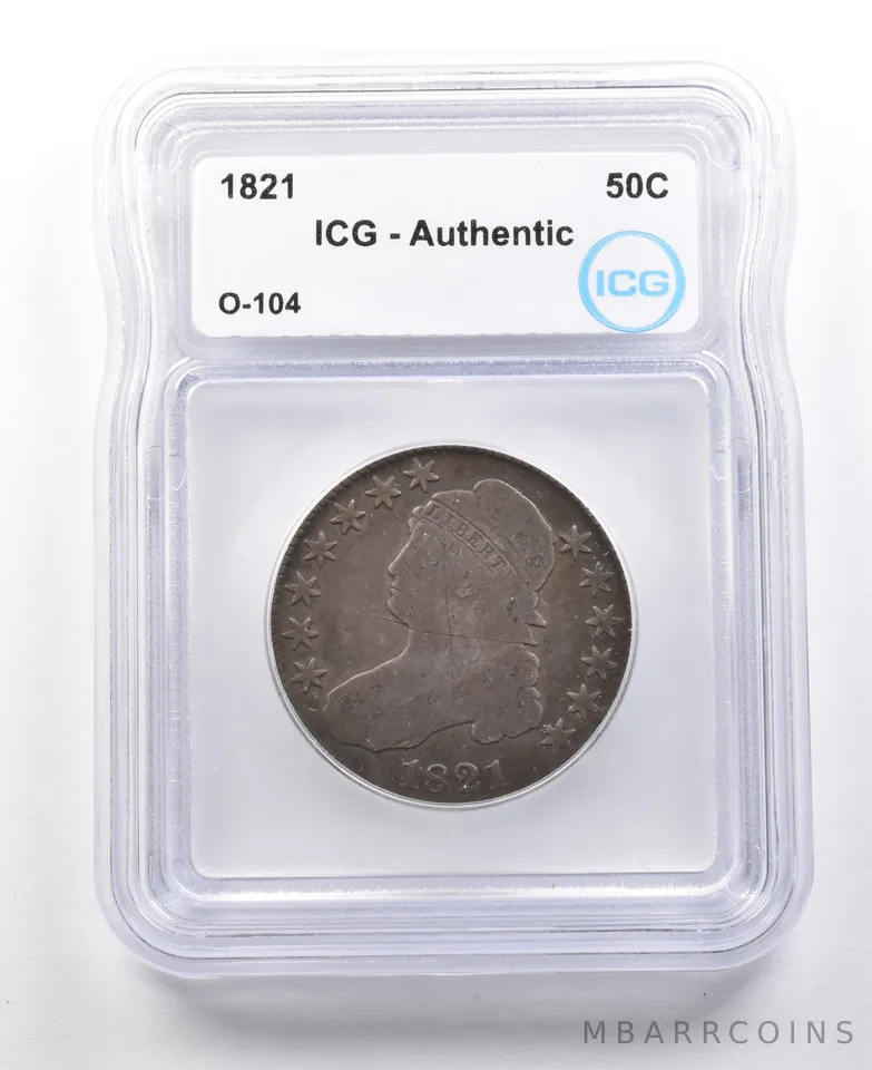 1821 Capped Bust Half Dollar O-104 Authentic ICG *3054