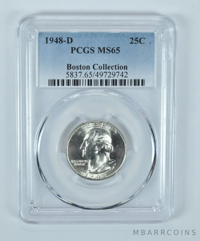 1948-D Washington Quarter Boston Collection MS65 PCGS Blue Label
