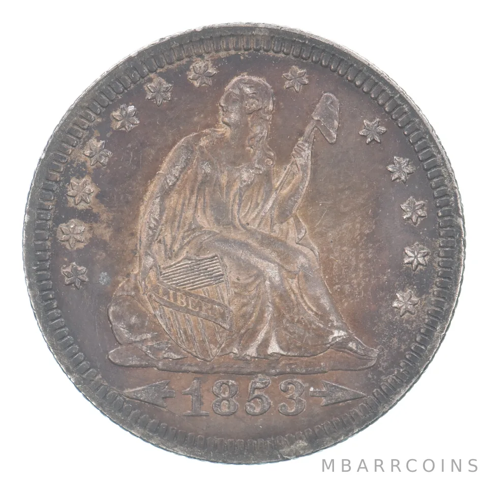 1853 Seated Liberty Quarter Arrows Beautiful Tone *9326
