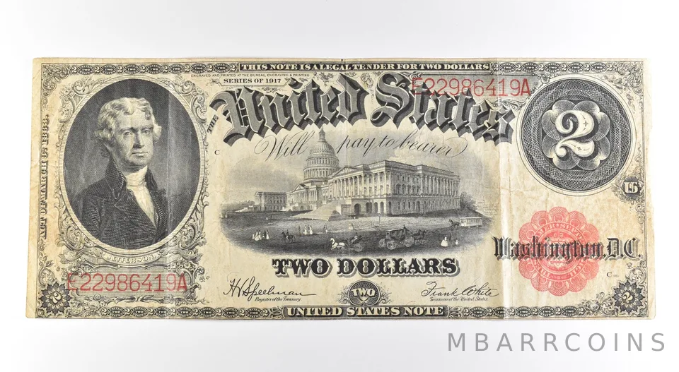 1917 $2 Legal Tender Large Note Red Seal *2645