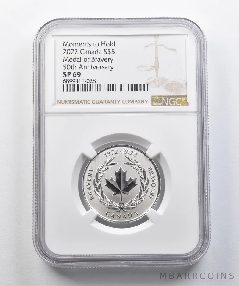 2022 Canada 5 Dollars Silver Medal Of Bravery 50th Anniversary SP69 NGC a4408