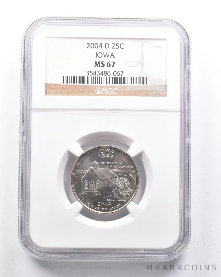MS67 2004-D Washington State Quarter Iowa NGC a6329
