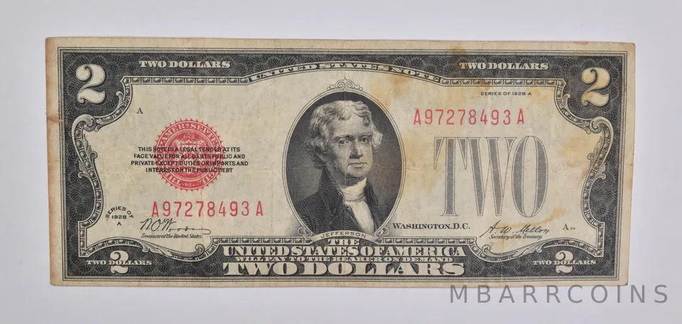 1928-A $2 United States Legal Tender Note Red Seal a5364