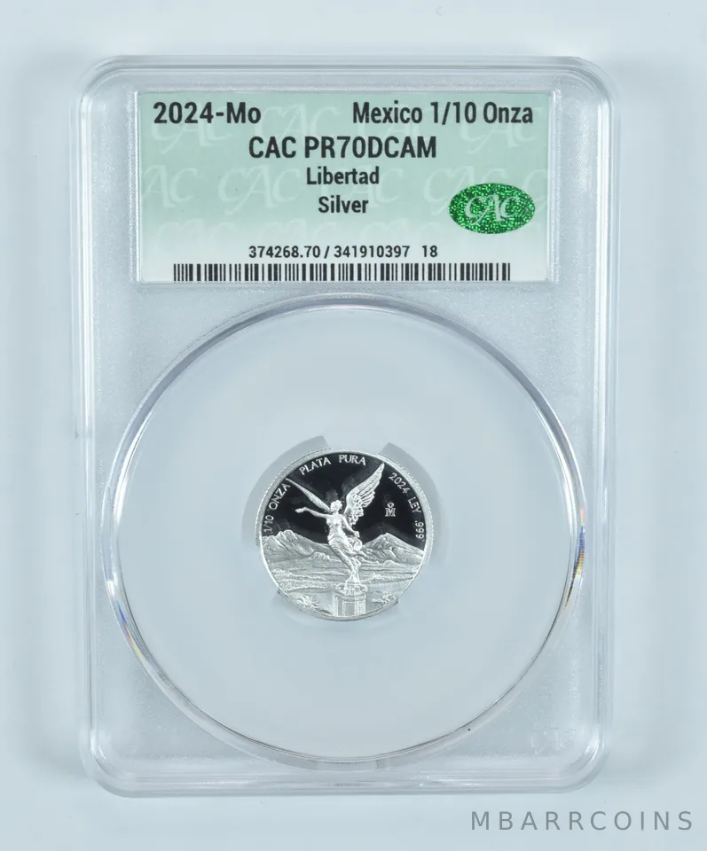 2024 Mo Mexico 1/10 Onza Silver Libertad PF70 UCAM CAC CACg