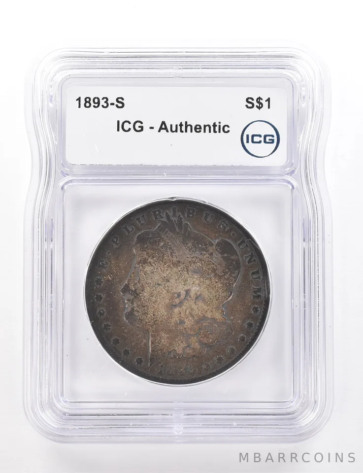1893-S Morgan Silver Dollar Authentic ICG Beautiful Tone *3349
