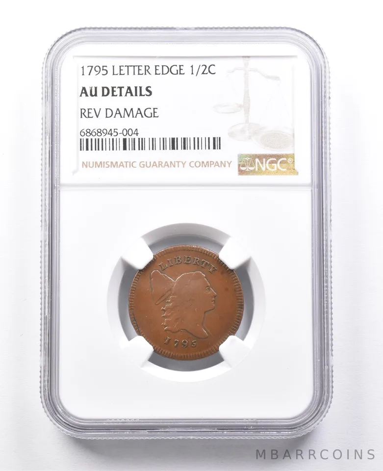 AU Details 1795 Letter Edge Liberty Cap Half Cent NGC *3806