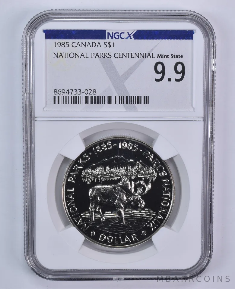 1985 Canada 1 Dollar Silver National Parks Mint State 9.9 NGC X NGCX