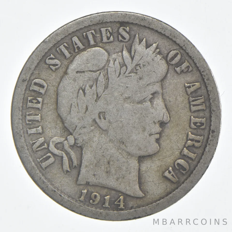 1914-S Barber Dime 90% Silver FINE Condition