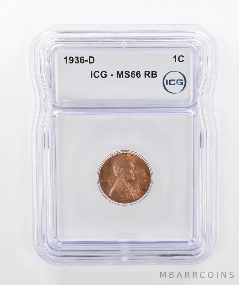 1936-D Lincoln Wheat Cent MS66 RB ICG Beautiful Tone *2914