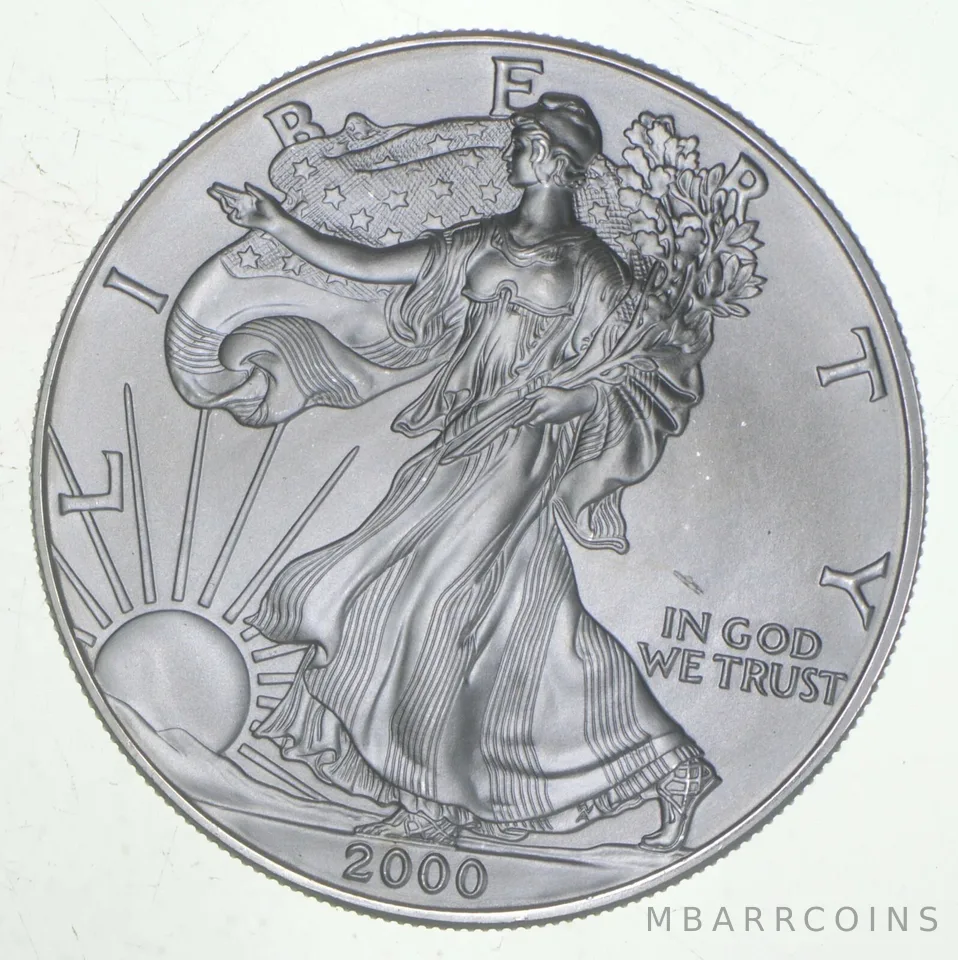 2000 Unc American Silver Eagle 1 Troy Oz .999 Fine Silver