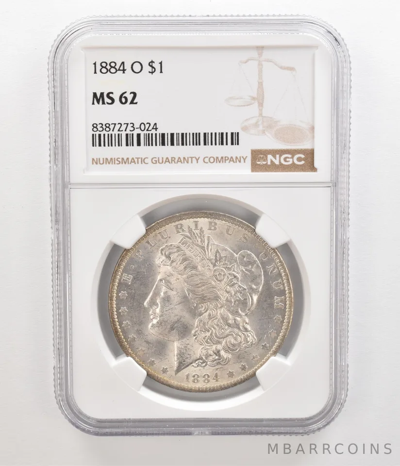 1884-O Morgan Silver Dollar MS62 NGC Beautiful Tone Reverse a5506