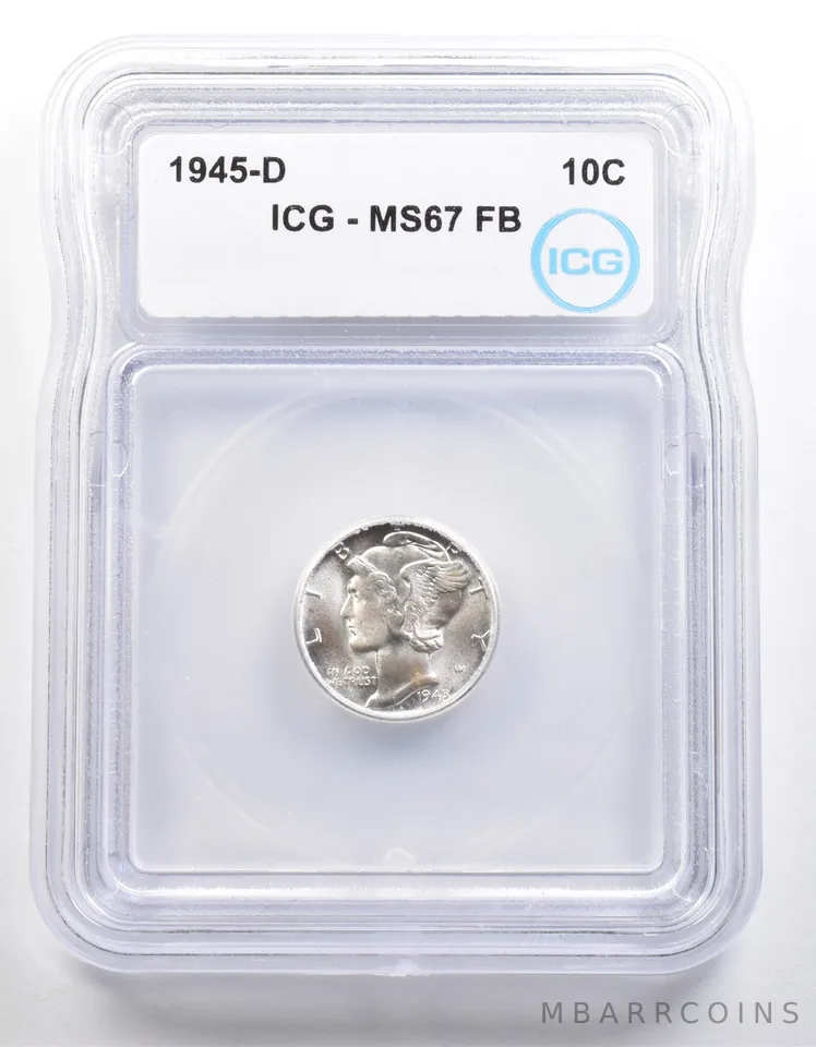 1945-D Mercury Dime MS67 FB ICG *4028