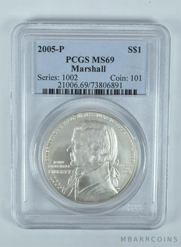 2005-P John Marshall Commemorative Silver Dollar MS69 PCGS Blue Label
